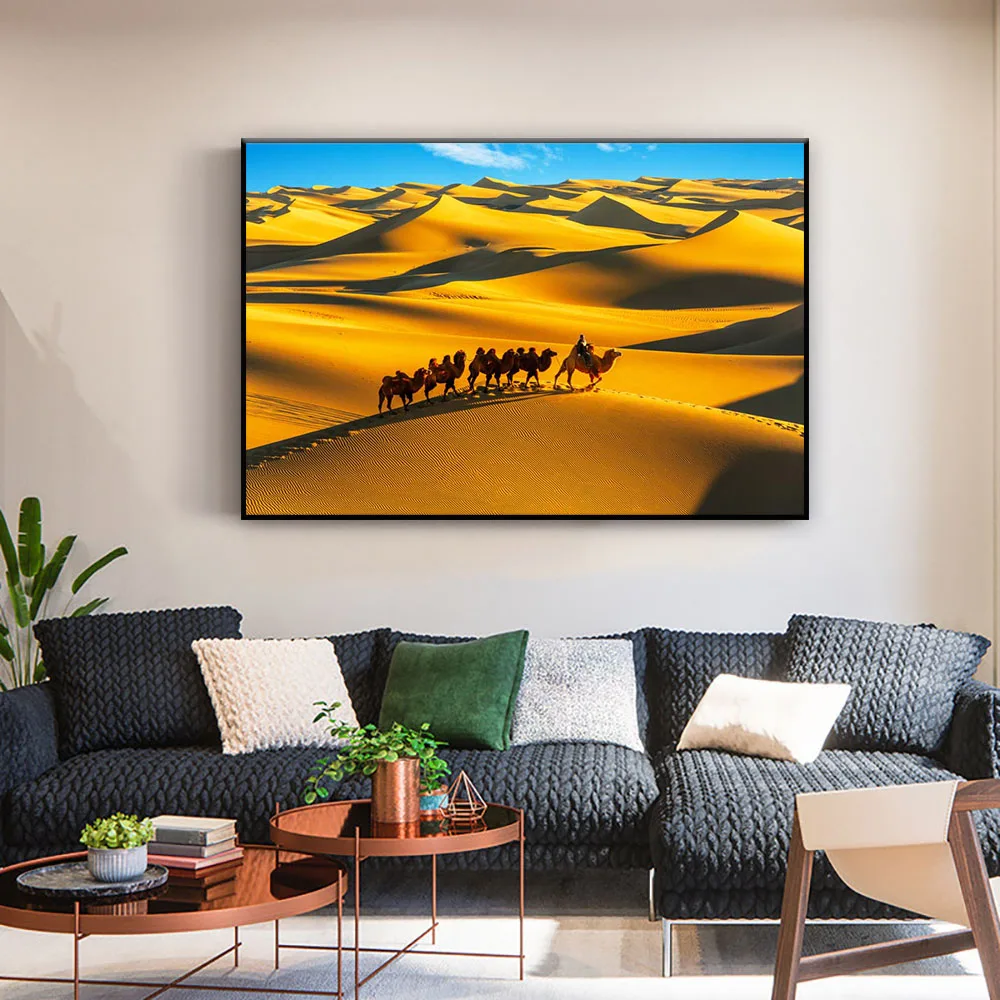 
Home goods handpainted hotel decoration desert landscape camel oil painting 