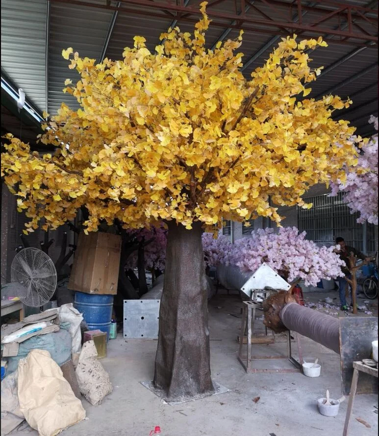 Indoor birch tree  4m artificial ginkgo tree for theme park