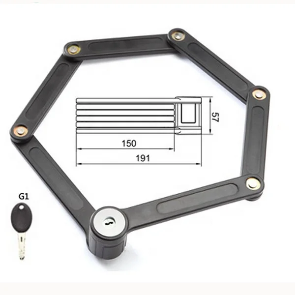 Велосипедный складной замок с ключами, защита от кражи, коррозии, сталь, черный цвет, 6 соединений