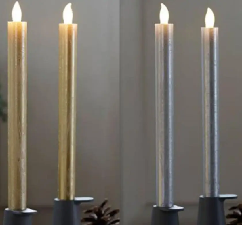 
Wholesale Flickering flameless wax led dinner taper candle 