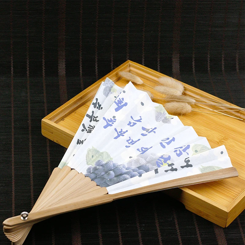 Customized Korea Hand fan 2 sides paper hand fan Bamboo Hand Fan with paper cover