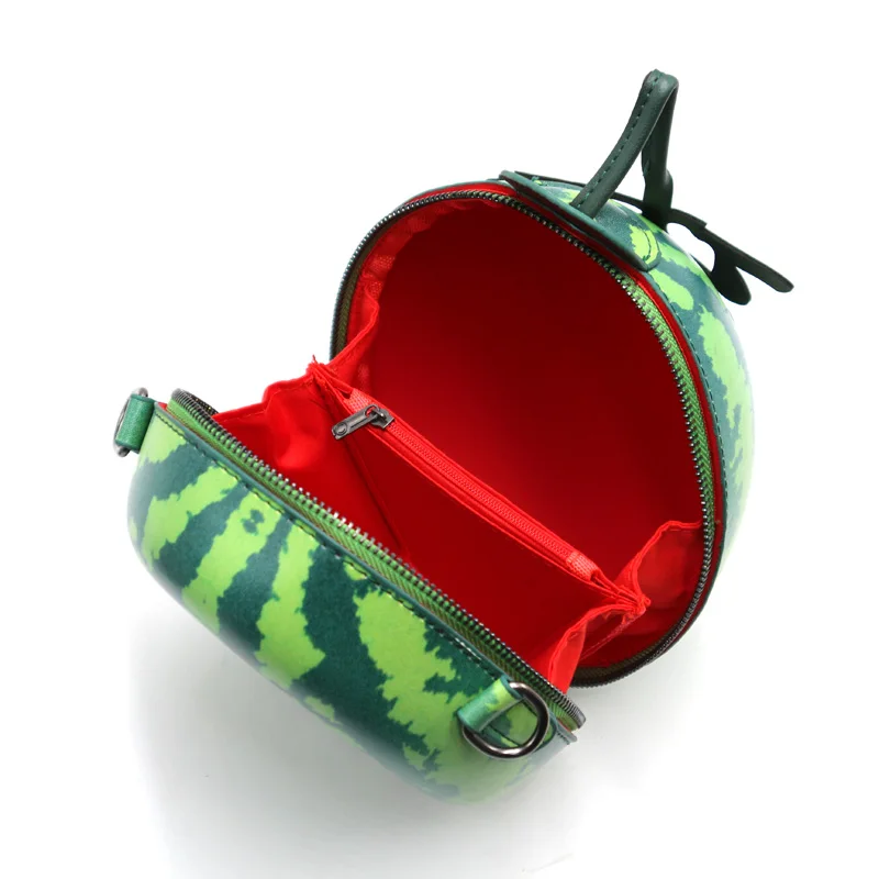 women vegan leather mini handbag designer fruit watermelon shaped ladies travel shoulder bag