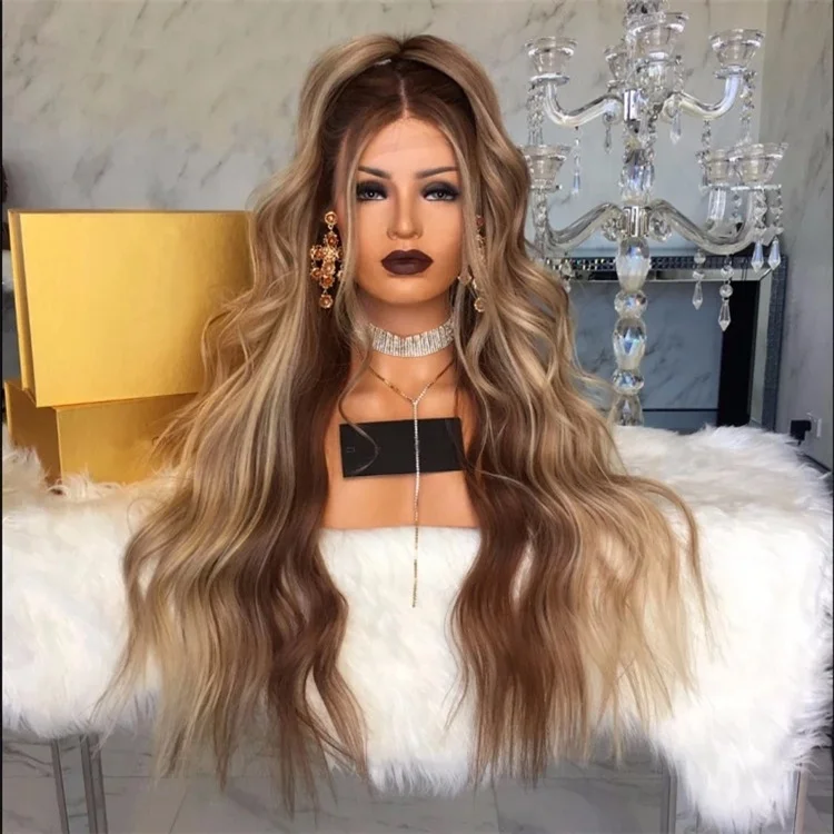 Хорошее качество бесклеевой 26 дюймов Волнистые волосы натуральных волос высокой плотности цветные бразильский волос полный кружевной парик с детскими волосами