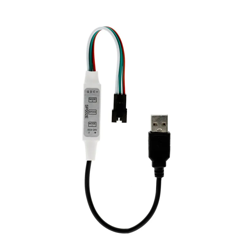 WS2811 WS2812B SK6812RGB(NOT RGBW) Addressable RGB LED Light Portable 3Keys Mini USB SP002E Controller 600 Pixels DC5V