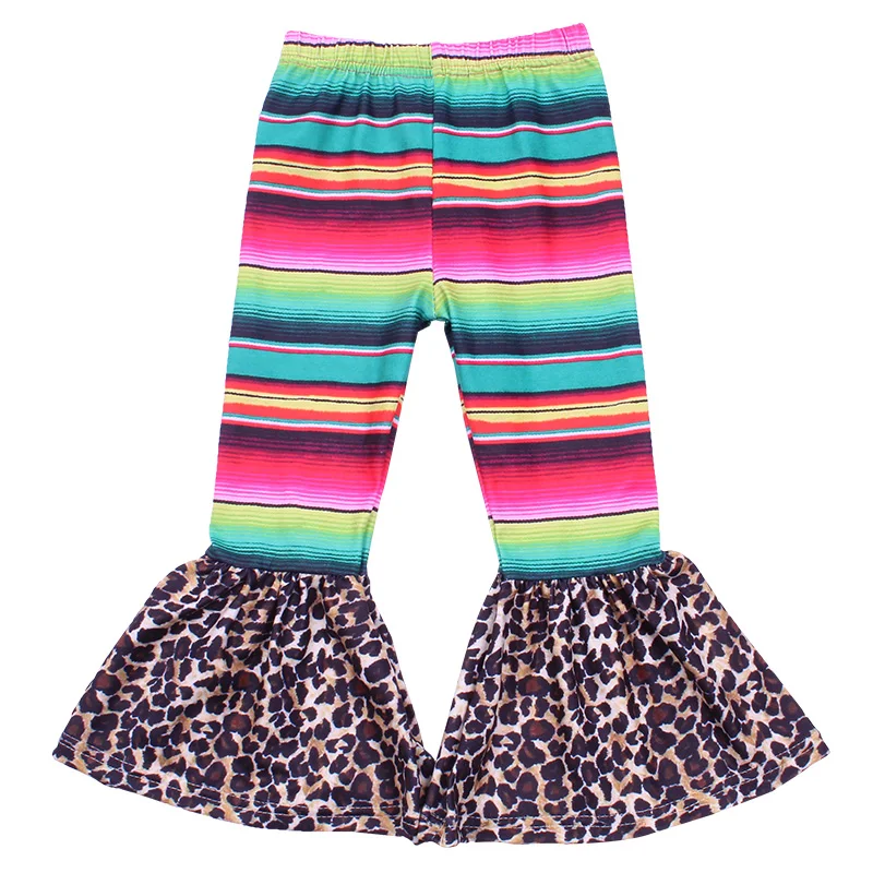 Top selling styles baby pants nice rainbow print fashion children trousers leopard flare legging for toddlers