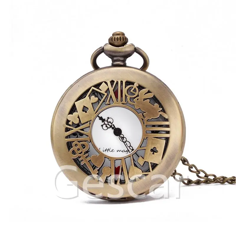 
Cheap Chain watches vintage new style pocket watch hollow out visible quartz pocket watch 