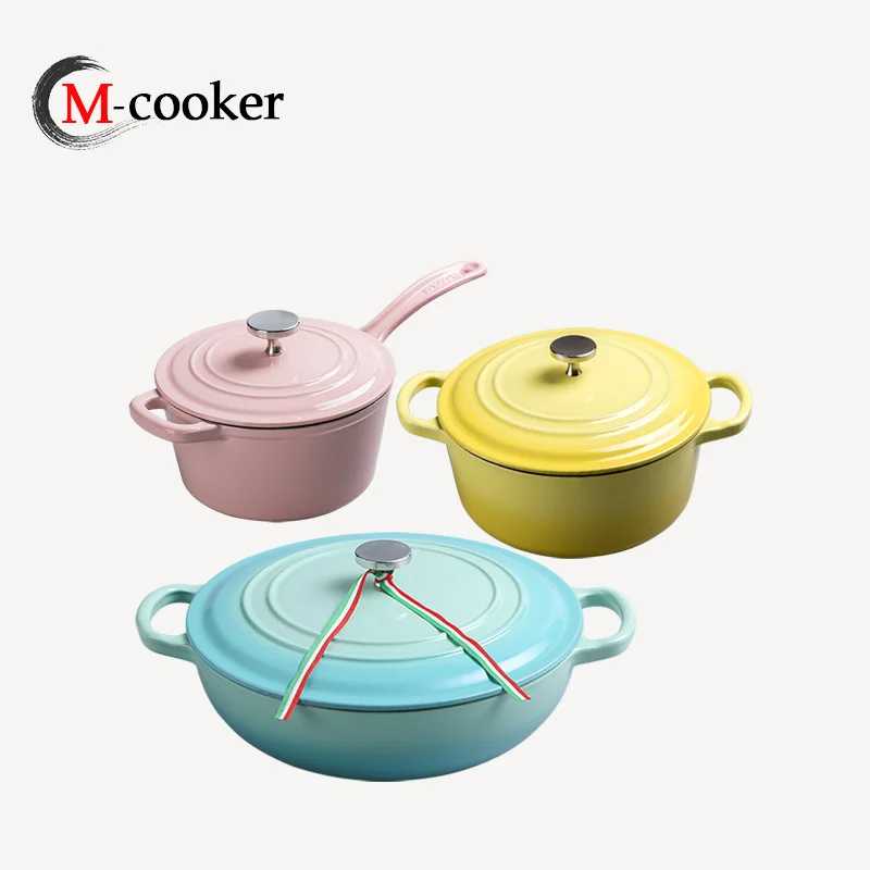 Enamel Cast Iron Cookware Set For Kitchen Ware Cooking Pot Sauce Pan
