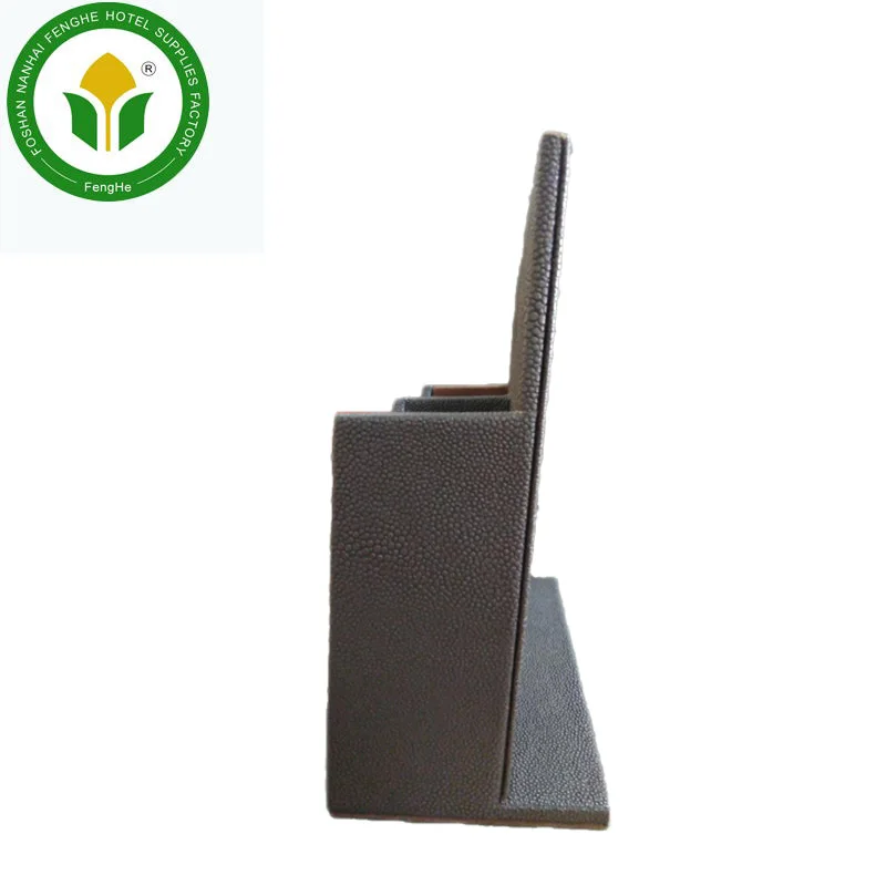 Hotel room brown leather double layers tv remote control holder with logo