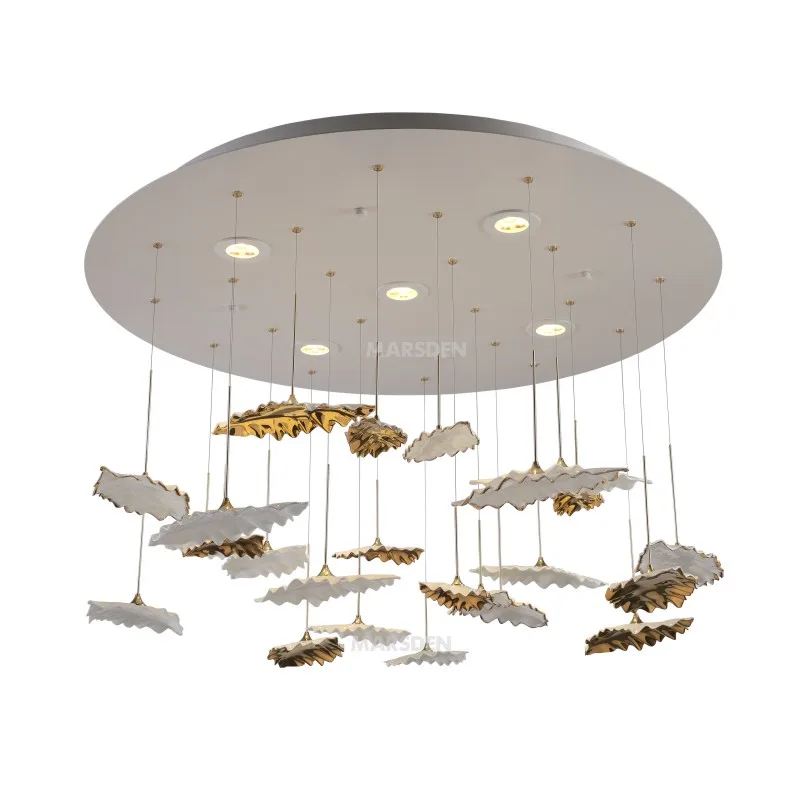 MARSDEN customized 24K gold ceramic white color chandelier for villa
