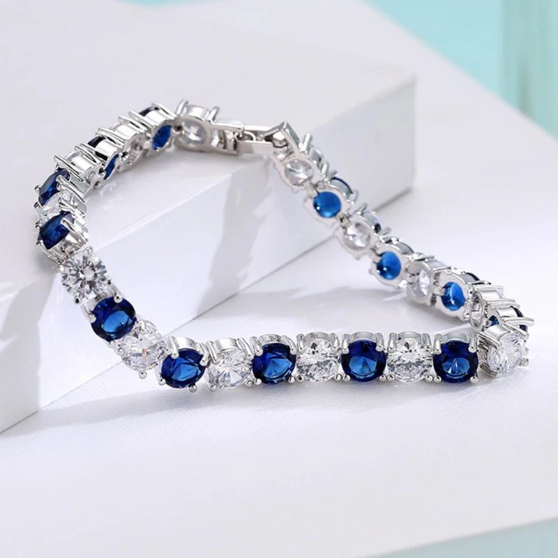 Women Luxury Jewelry Classic Design AAA+ Round 0.5 Carat Cubic Zircon Bangle Tennis Bracelet