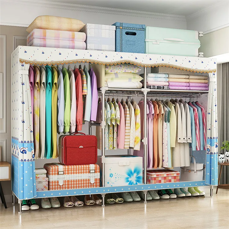 
2019 Hot Selling Home Furniture Large size Cloth Fabric Wardrobe For Bedroom Folding Portable 666 