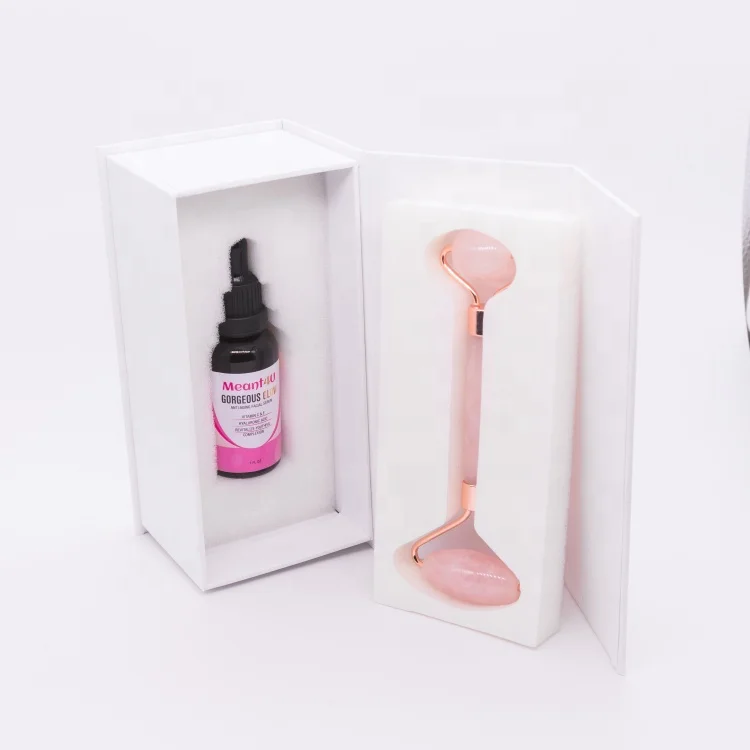 Best Seller Private Label High Quality Anti Aging Facial Natural Rose Quartz Green Jade Roller with Vitamin C Serum
