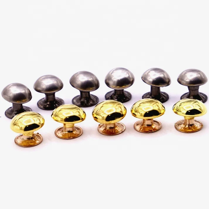 Double cap metal leather garment rivet