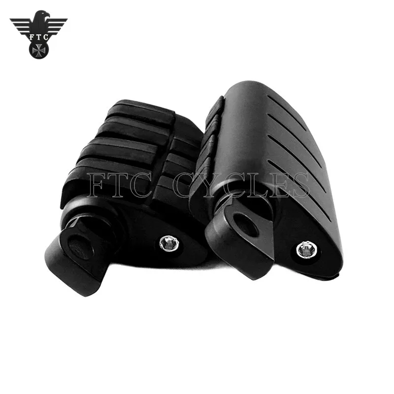 Aluminum Black Rubber Foot Pegs Foot Rest For Chopper Cafe Racer Touring Road King Footpeg