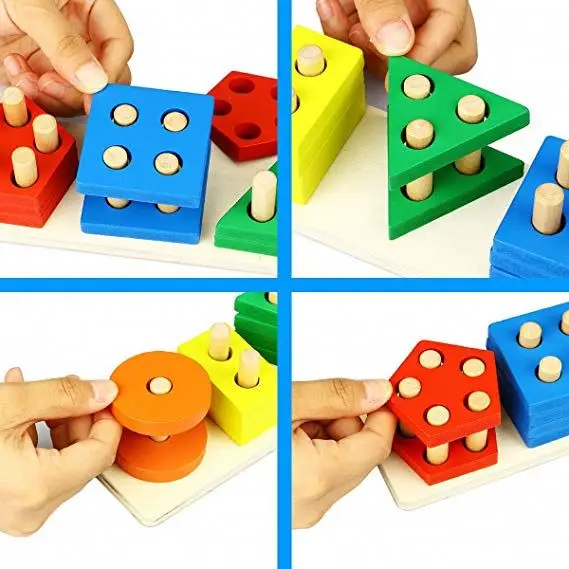 
Popular preschool children educational shape sorter game stacking geometry block toy 