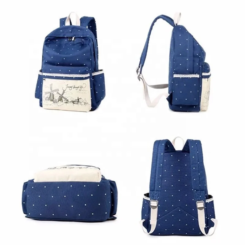 Wholesale Stock Design Cheap Canvas Fashion School Backpack Bags Set for Travel School Backpack Bag
