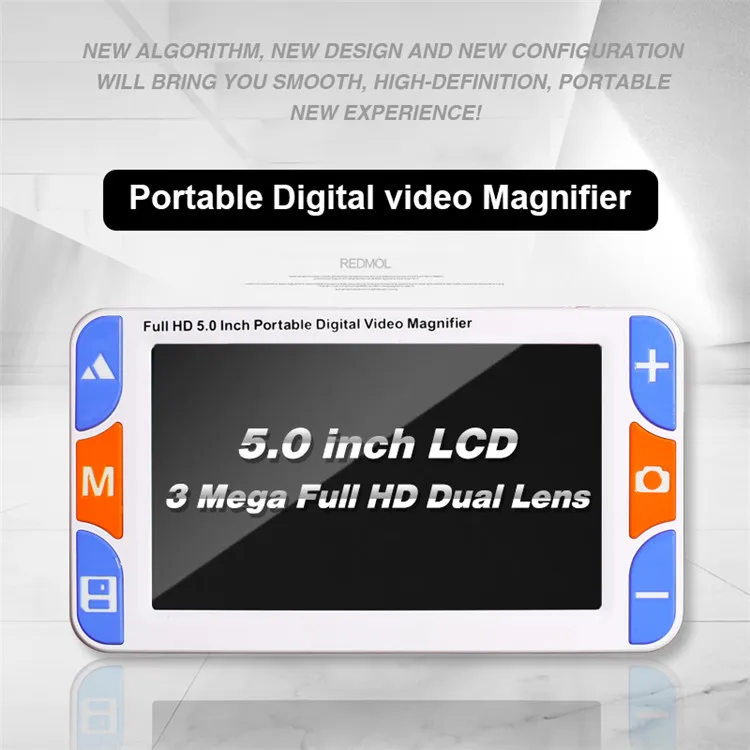 5 inch Portable Digital Magnifier  3X-48X Zoom,Dual 3 Mega-Pixel Far/Near Focus Camera Lens,Voice Prompt,Freeze etc