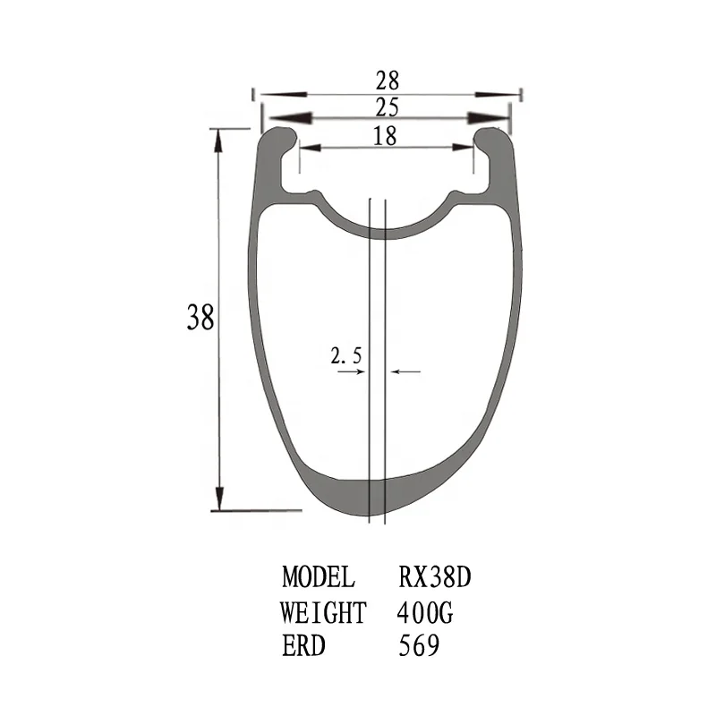 Super Light HRD-RX38D ERD 569mm Asymmetrical Rim Clincher 12K Matte 700c Road Bike Carbon Clincher 60mm Wheel Rim