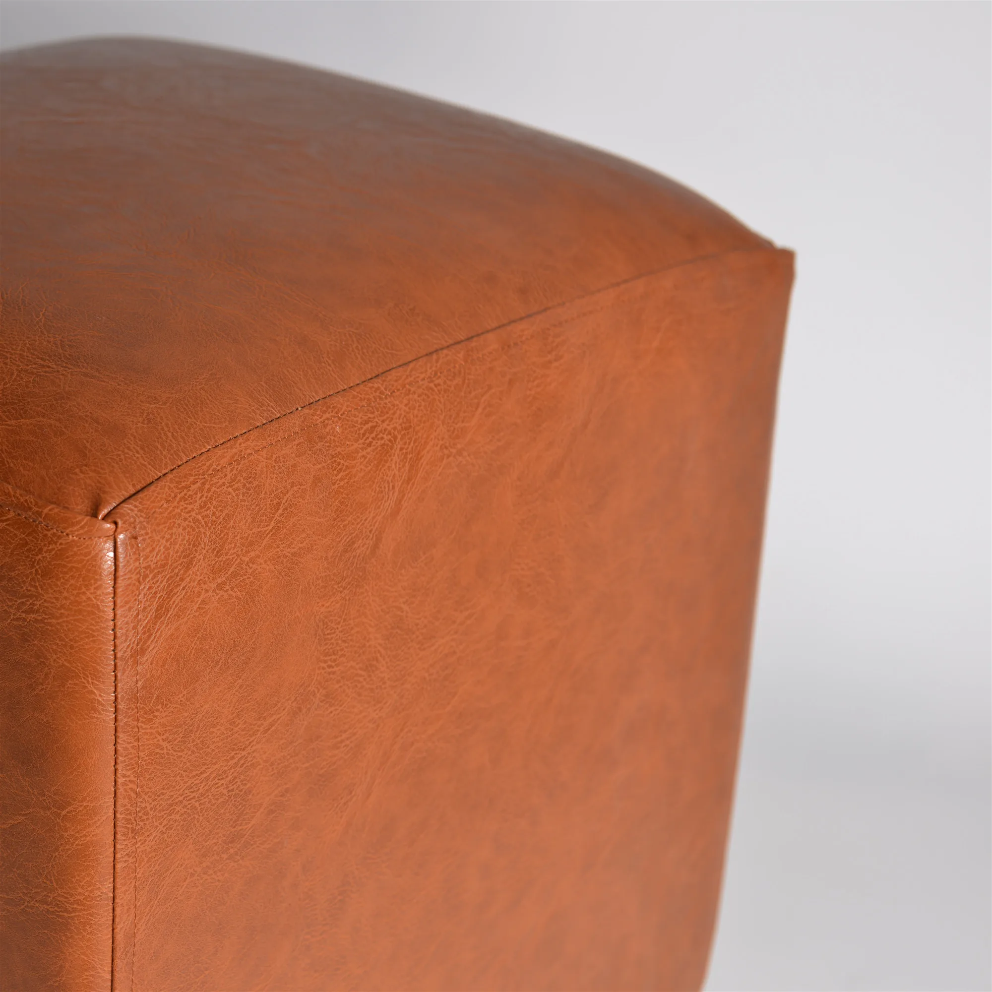 Square footstool living room pu cowhide leather stool ottoman pouf