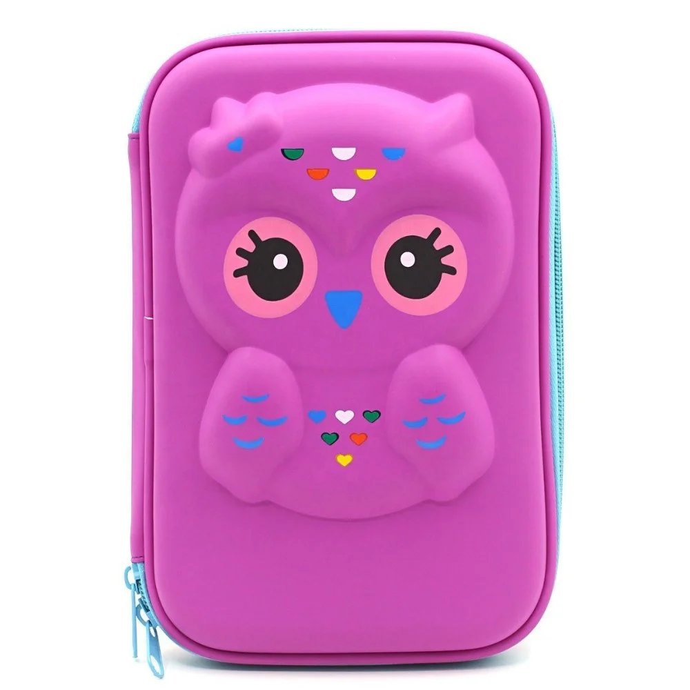 
wholesale smile branded customise funny flamingo big capacity school zipper 3D EVA hardtop pencil pouch case for teenagers 