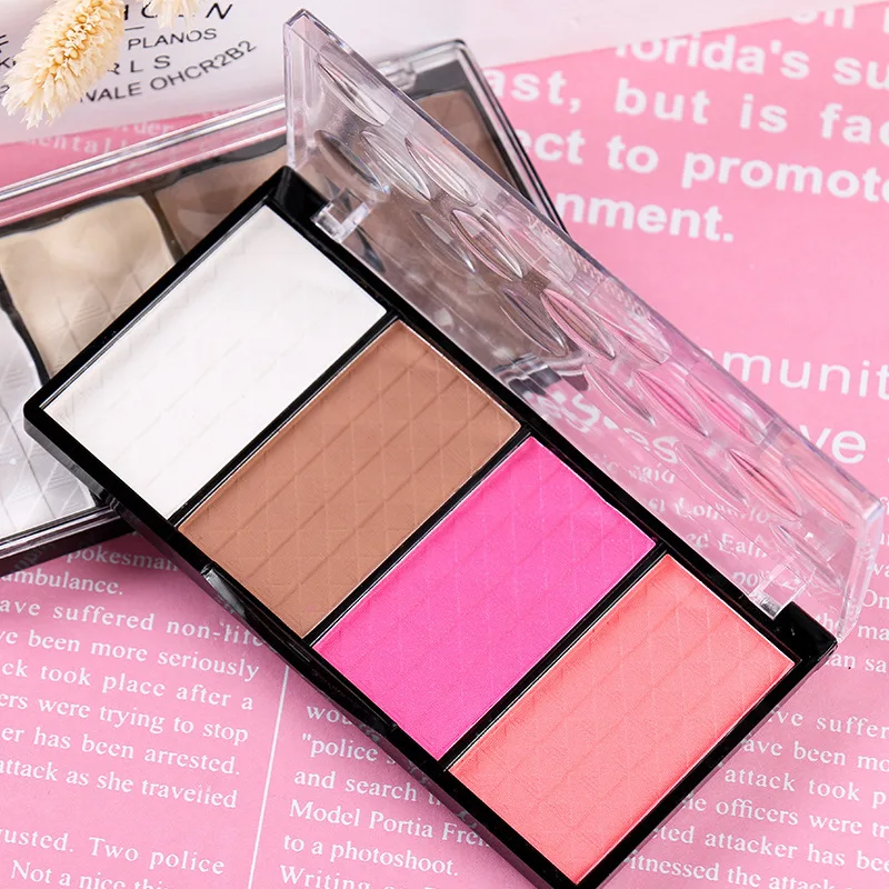 OEM Косметические румяна 4 цвета макияж румяна палитра