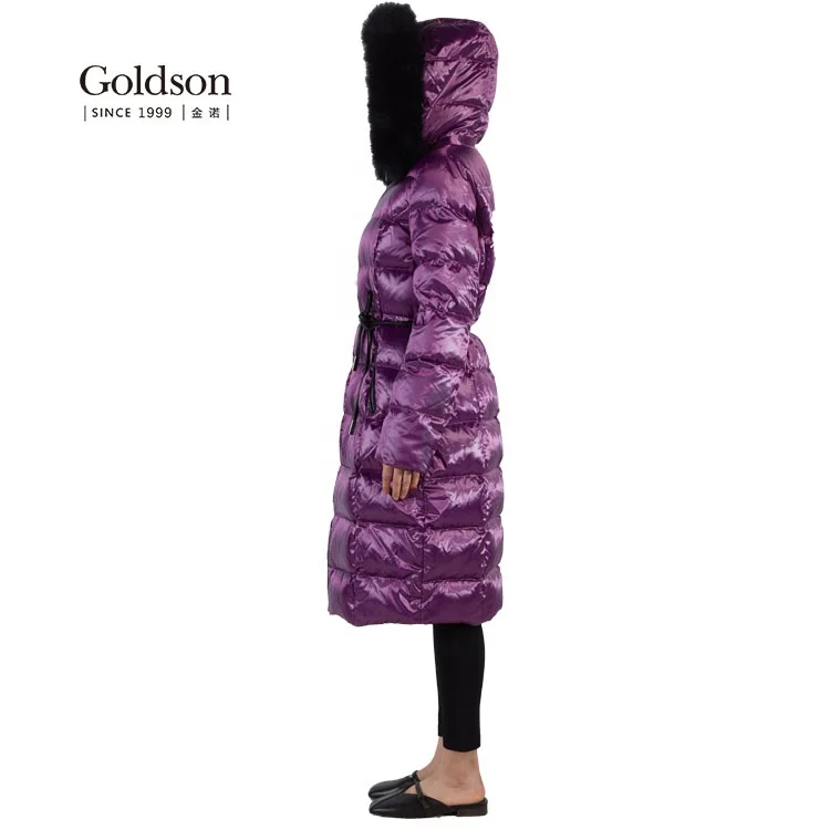 Shiny female fashion puffer jacket real fox fur winter down coat for women