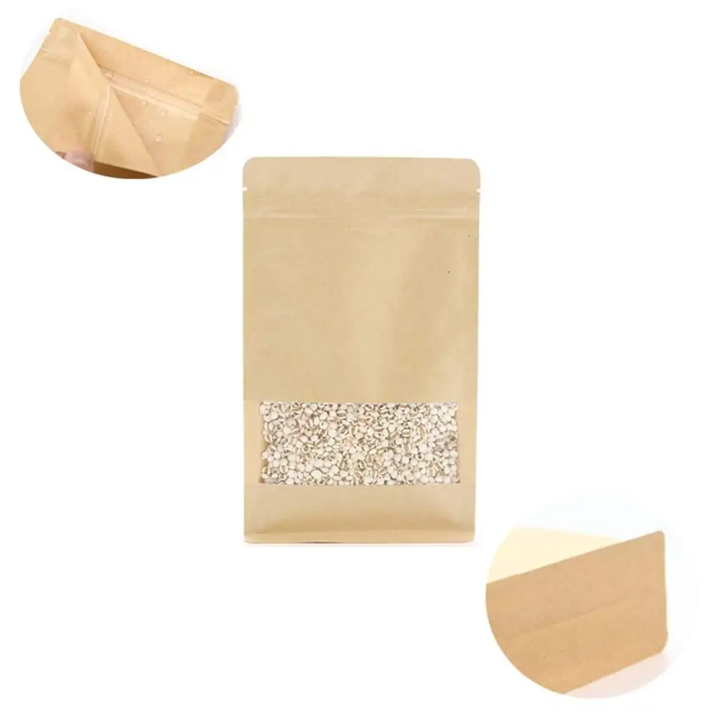 Wholesale Self Standing Kraft Paper Zip Lock Moisture Proof Tea Packaging Bag Pouch