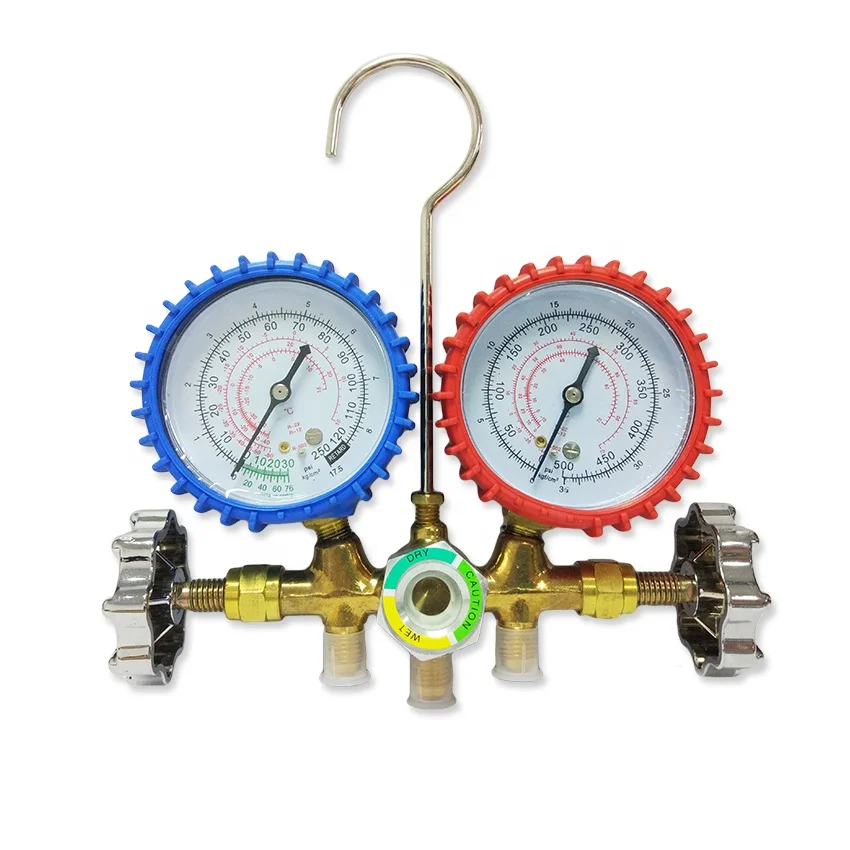 AC refrigerant r134a/r22 air conditioning brass dual manifold pressure gauge set