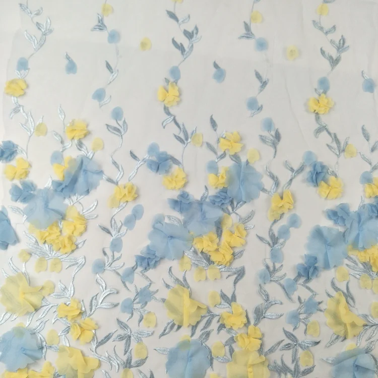 Elegant Design Guipure French Lace Fabric With Flowers New 3D Flowers With Appliques For Party