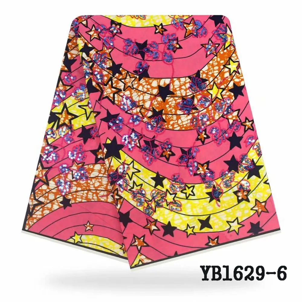 Nigeria lady fashion sequins African Ankara fabric 6 yards for party unique dress material quality one
