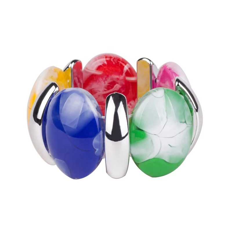 2019 Hot Selling Customized Women Design Best Wholesales Silver Metal Colour Amber Colour Resin Bracelet Bangle For Summer