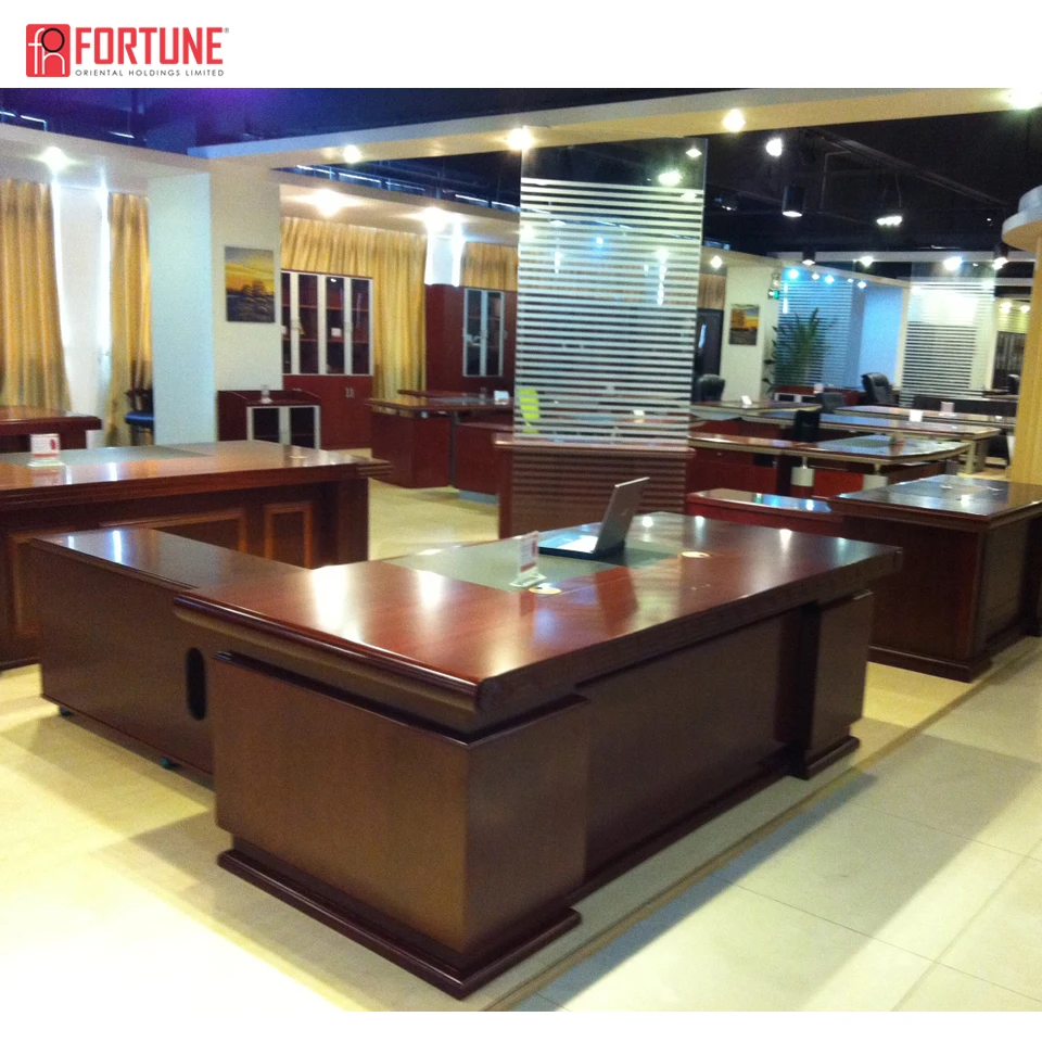 Simple modern office design light walnut wood office desk