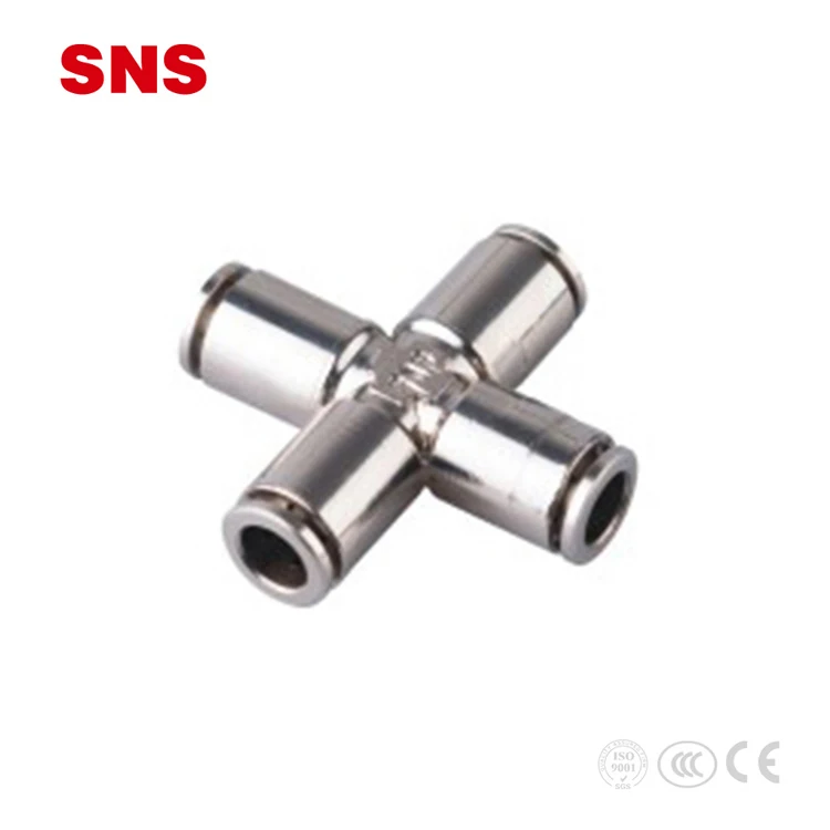 SNS JPXL brass push in fitting, pneumatic device cross type pipe, X type brass quick fitting