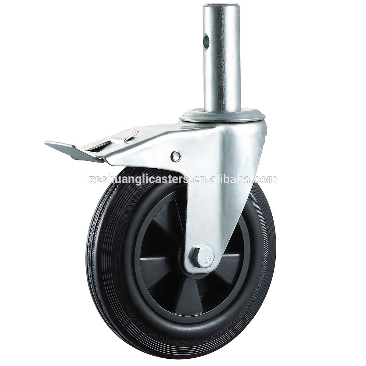 Scaffold caster wheel 6 inch Cast Iron core polyurethane swivel caster with rear brake heavy duty caster wheel