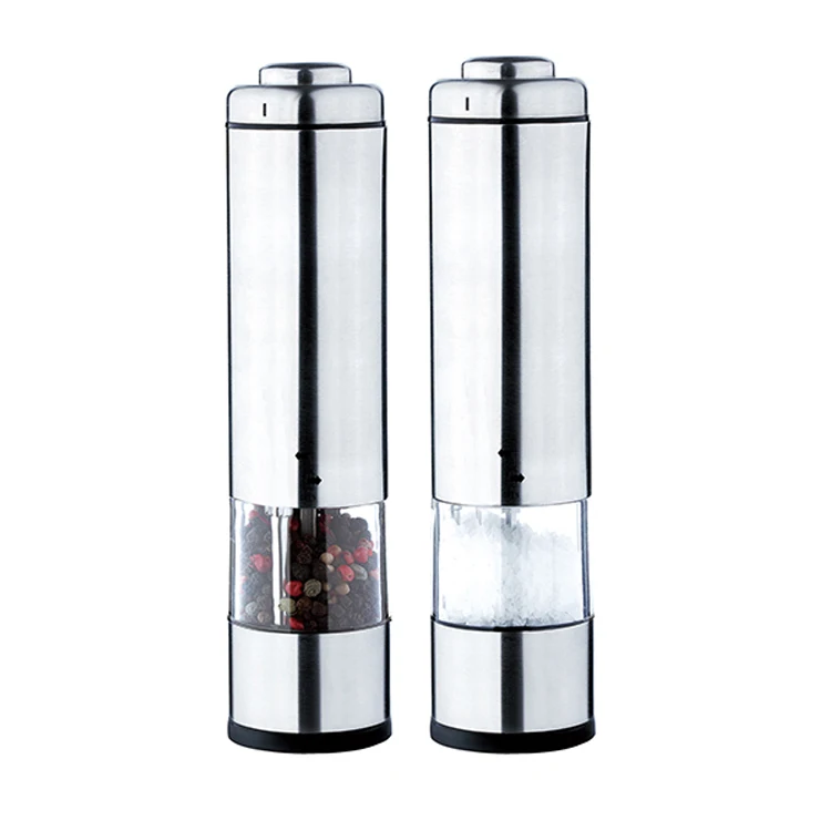 Electric Kitchen Stainless Steel Adjustable Coarseness Salt and Pepper Mill Set with Light
