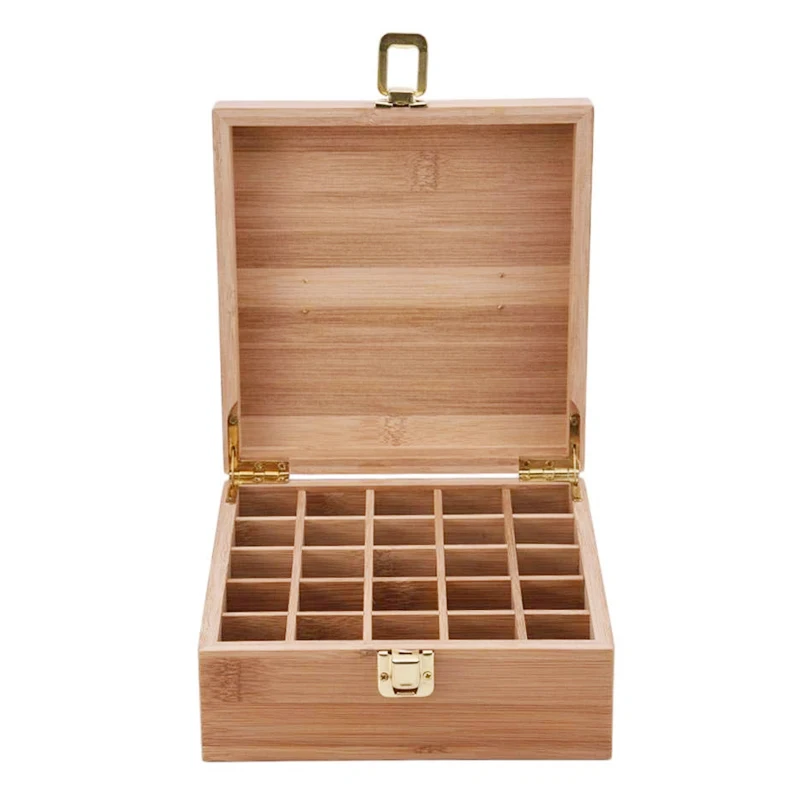 Beautifully 25 bottle wooden essential oil storage organizer box bamboo essential oil box