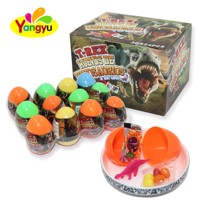 2g Cute dinosaur shaped hard   candy with toy surprise egg toy candy
