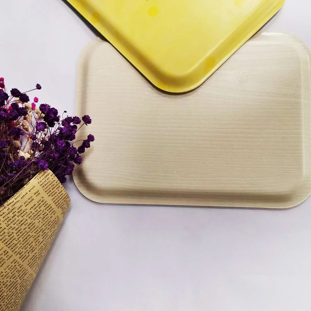 Wholesale Rectangular Morden plastic wooden Print chocolate biodegradable airline cheese bulk foodserving bar tray