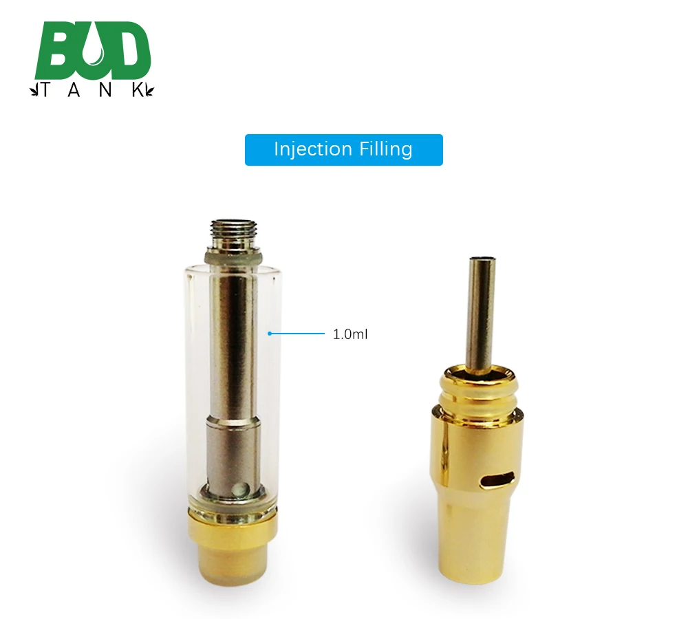 
Golden Cartridge 0.5/1.0ml Oil Tank Vaporizer Pen Refillable Custom Logo CBD Vape Pen Empty Cartridges 