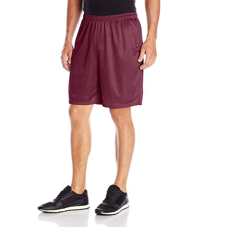 Оптовая продажа, мужские спортивные шорты из полиэстера для спортзала, сетчатые тренировочные шорты на заказ