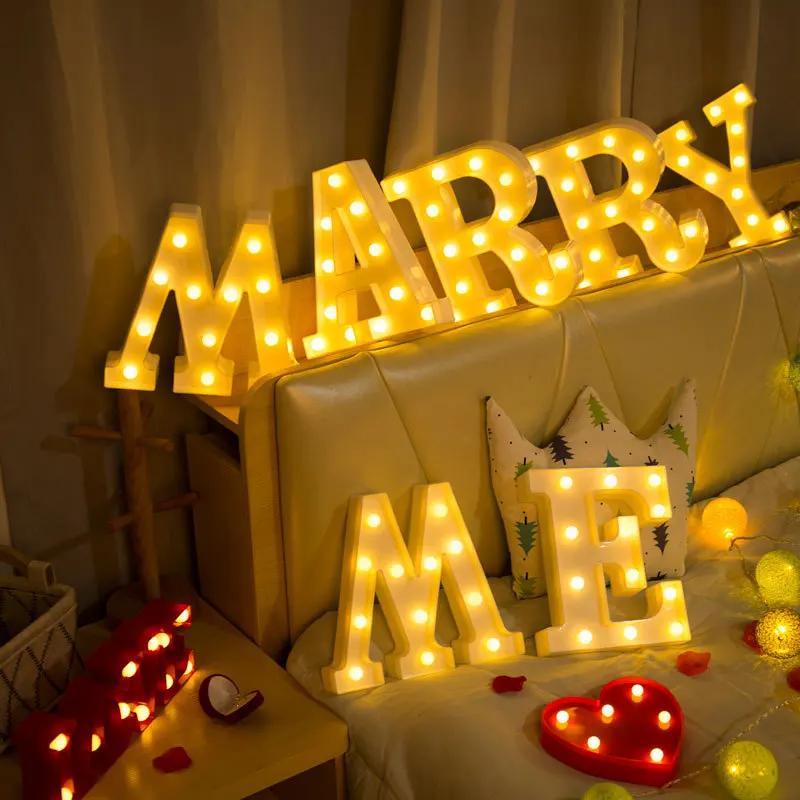 2022 Hot Sale LED Light Marquee English Alphabet Lights Letters Christmas Lamp Bar Decoration Proposal Wedding Light