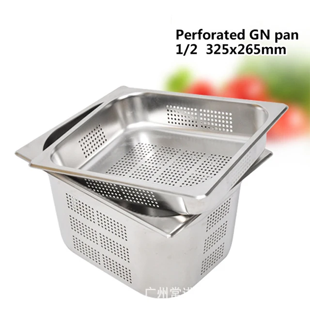 Hotel Restaurant Equipment 2/1 Stainless Steel Food Container Perforated GN Pan