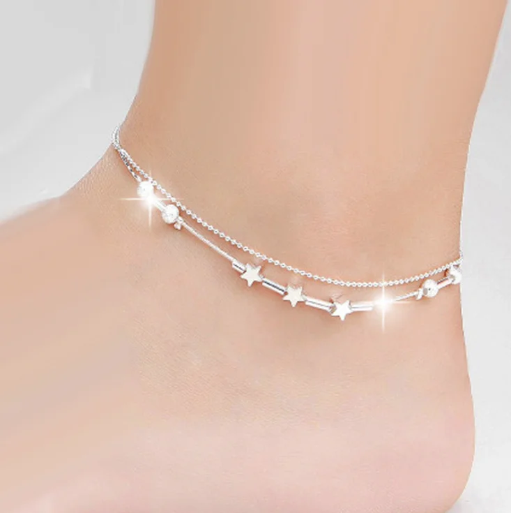Little Star Silver Plated Chain Ankle Bracelet Barefoot Sandal Beach Foot Jewelry