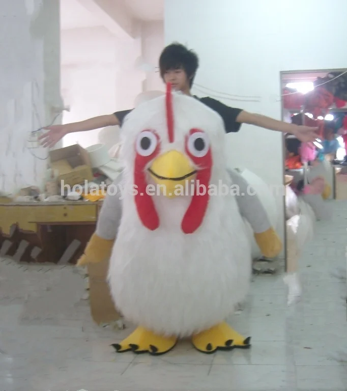 White chicken-rider costume/rooster mascot costumes