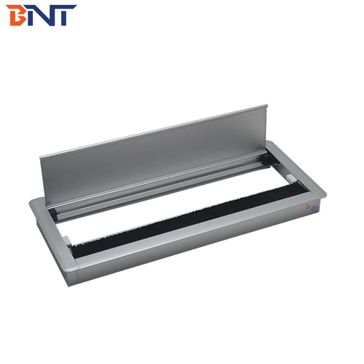 Aluminum cable management soft closing office desk wire cable grommet box