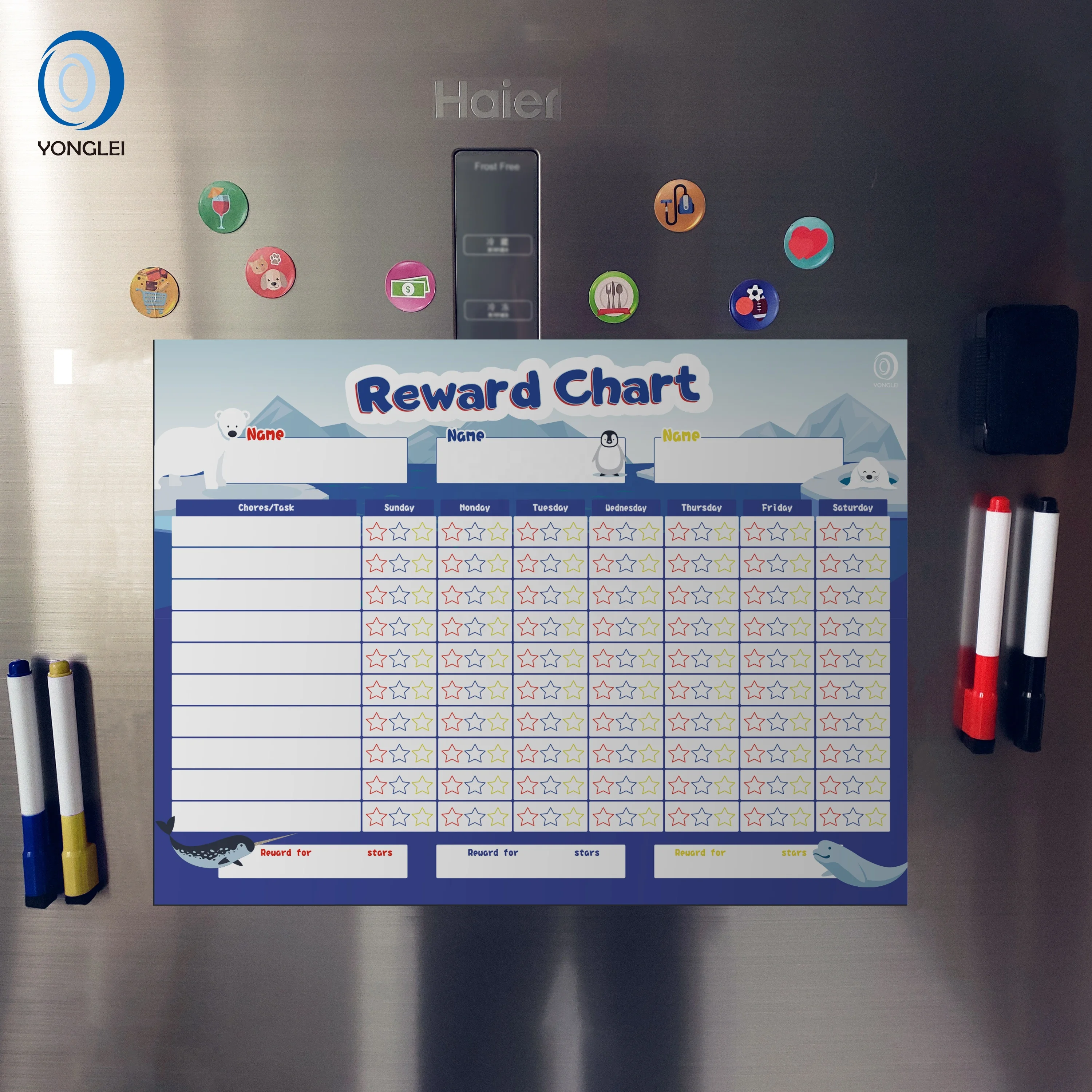 8,5-3A2 сухой стираемый график награждения за горшок в холодильнике Магнитная схема chore для детей