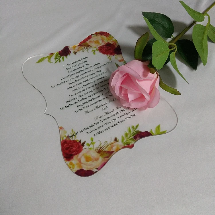 New Arrival Laser Cut Acrylic Material Acrylic Wedding Invitation Card