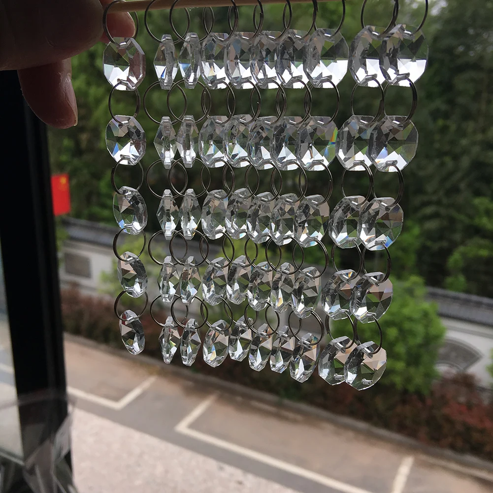 Handmade Glass Art Clear Beads Chain Chandelier k9 Crystal Suncatcher DIY Hanging Prism Decor Faceted Home Decor