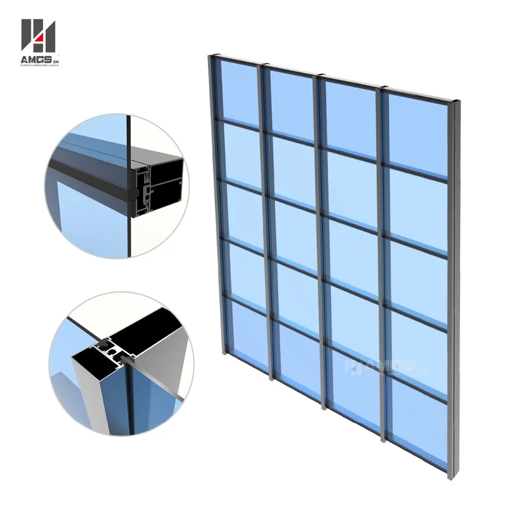 
Building exterior reflective/Low-E glass facade aluminum curtain wall system 