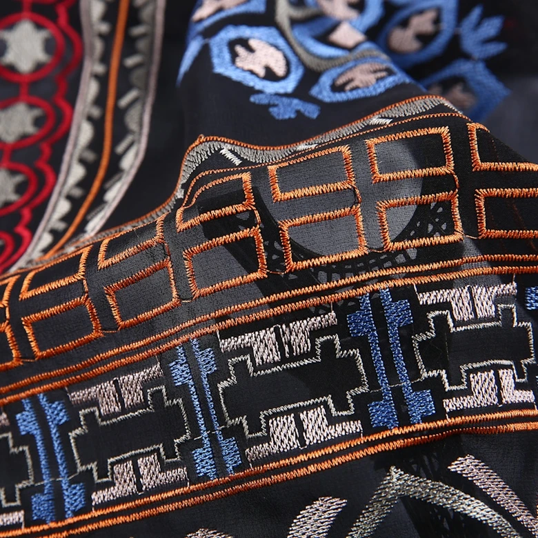 New style all over muti color embroidery fancy japanese chiffon fabric floral